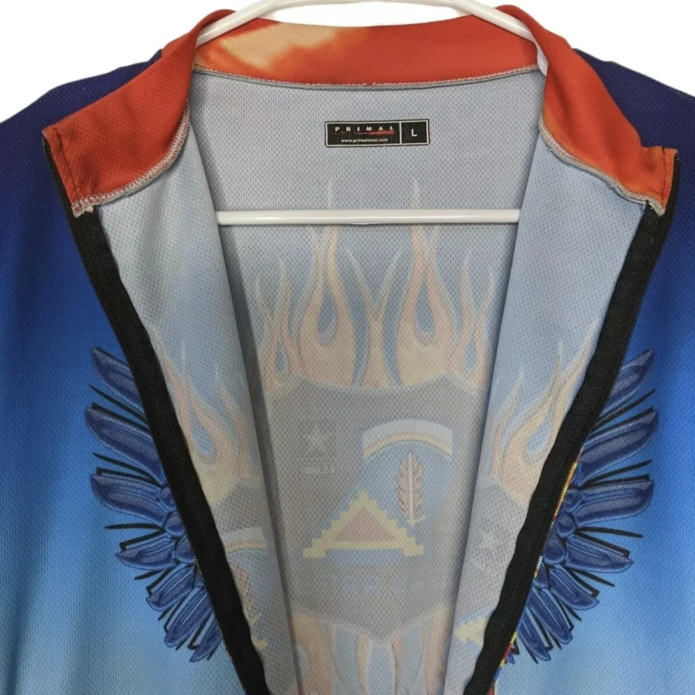 Vintage Primal Wear Cycling Jersey Men's Sz L Blue Army Strong Flames Full Zip - Picture 10 of 13